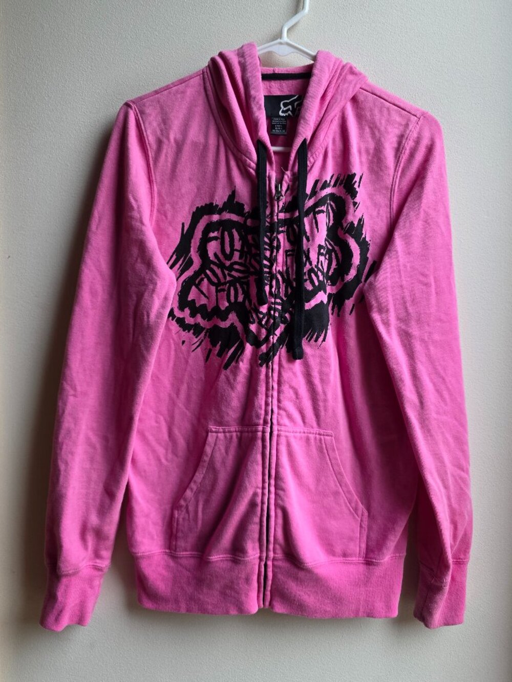 Fox Racing Vintage Y2K Style Hot Pink Full Zip Hoodie Size Large